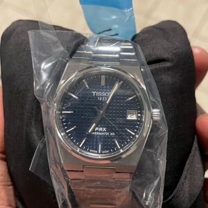Tissot Men's Silver and Blue PRX Watch